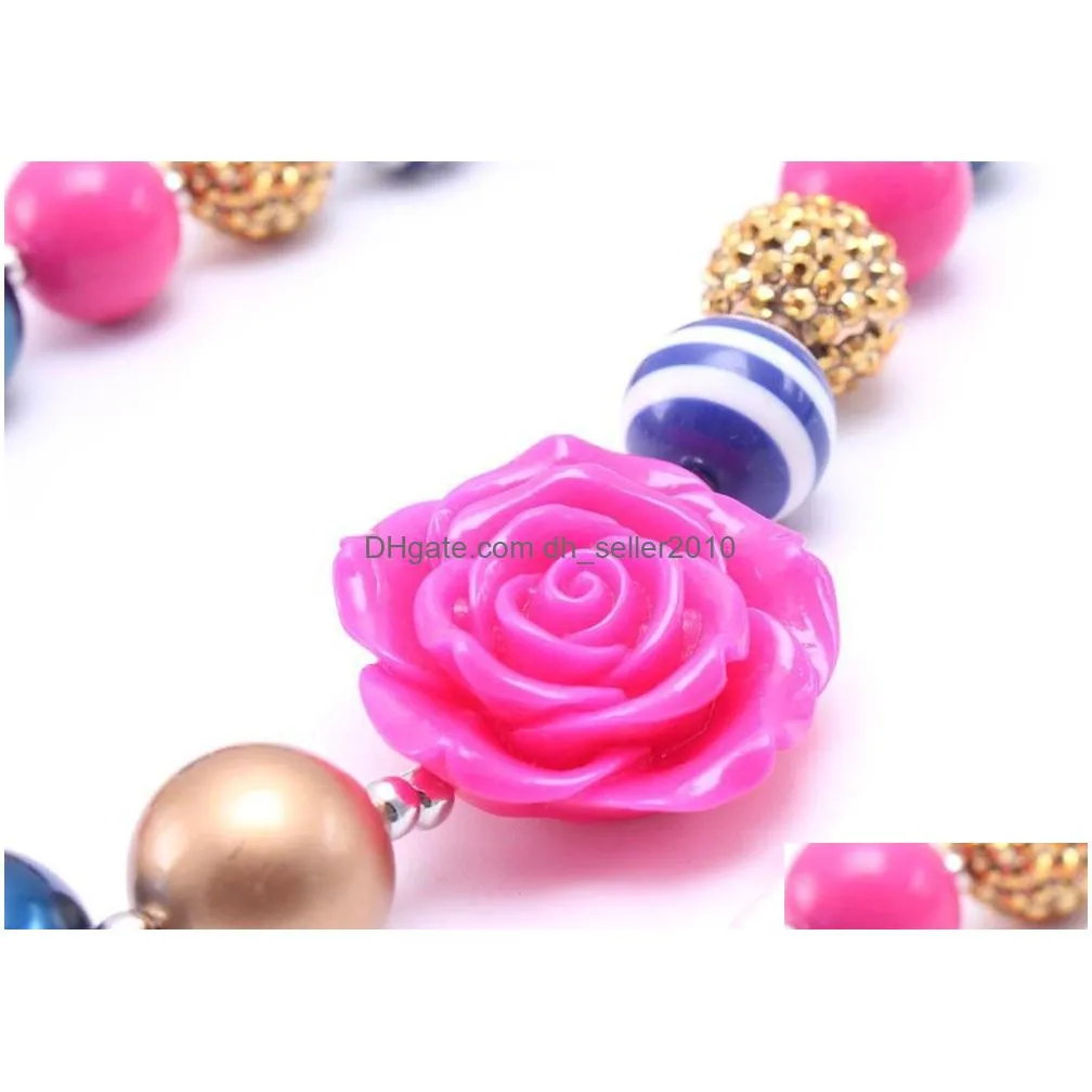 pretty flower kid chunky necklace goldaddhot pink color bubblegum bead chunky necklace children jewelry for toddler girl