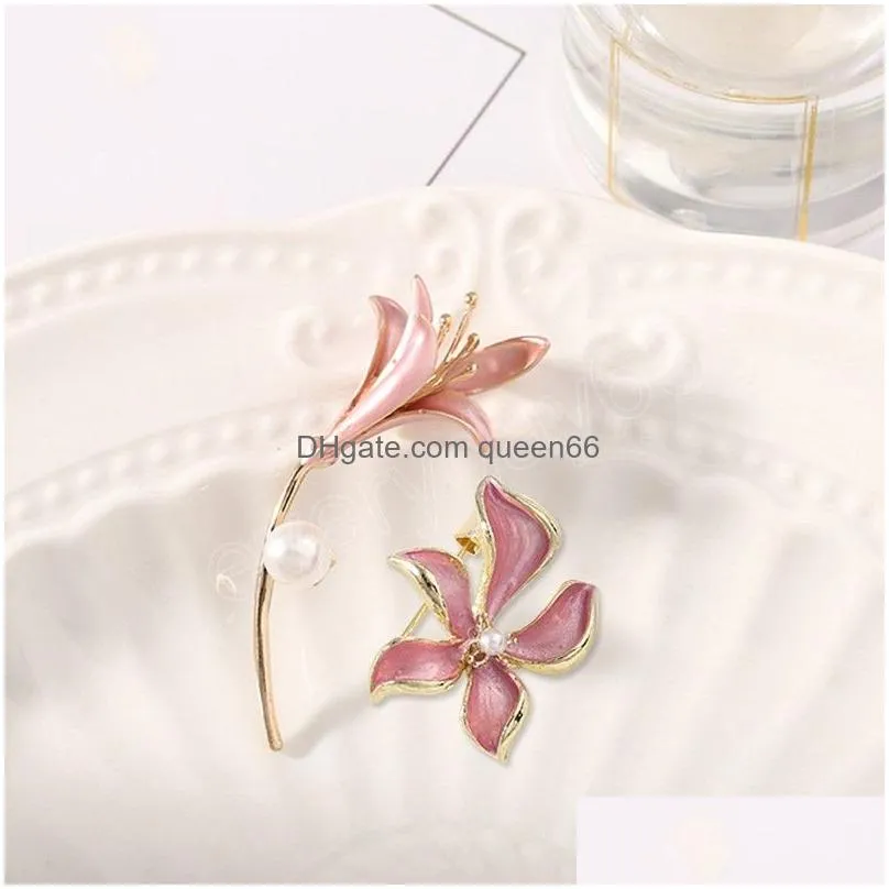 fashion flower exquisite brooches corsage for women vintage plant pearl rhinestone jewelry brooches pins metal lady badges gift