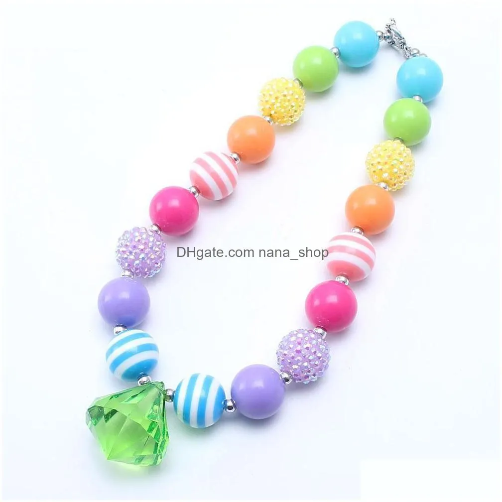spring bright color kid chunky necklace fashion girls bubblegum bead chunky necklace jewelry gift for toddler children