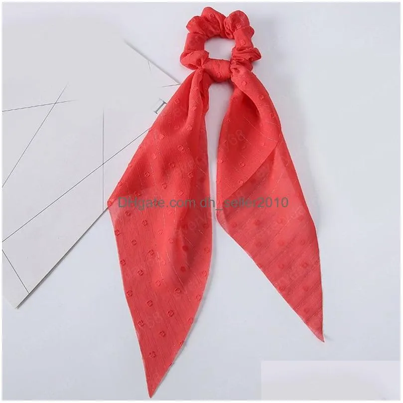 summer solid color hair ties scrunchies beautiful elastic hair bands long ribbon ponytail holder hair scarf  scrunchies