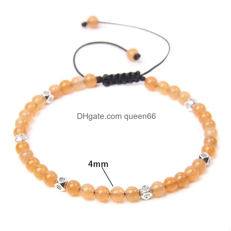 women men couple lover strands bracelet gifts jewelry 4mm beaded natural stone beads metal charm bracelets