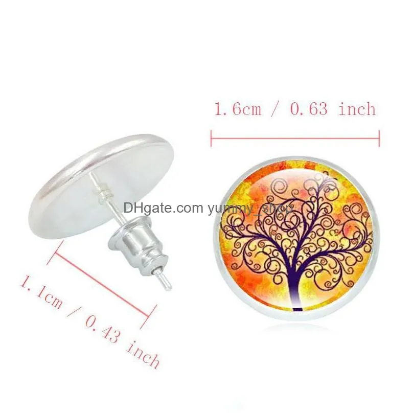  fashion silver plated tree of life earrings life tree time gemstone stud earrings shopping