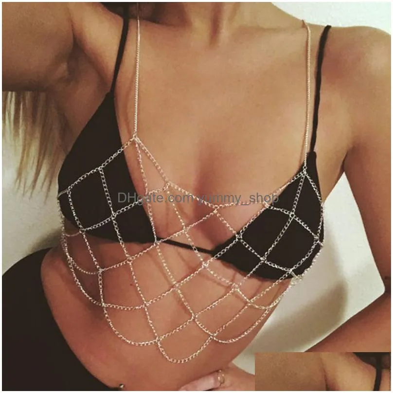 bikini body chain harness bohemian jewelry sexy breast bra maxi necklace women accessories bijoux femme