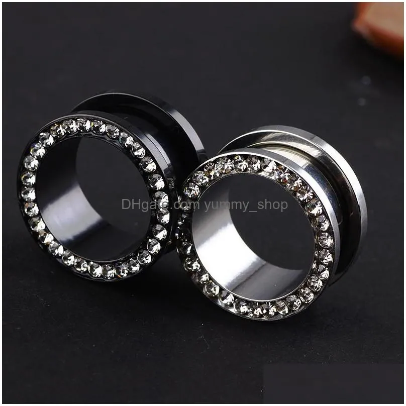 ear gauges tunnels flesh tunnel piercing expanders men women stainless body jewelry crystal earring stretching 64pcs