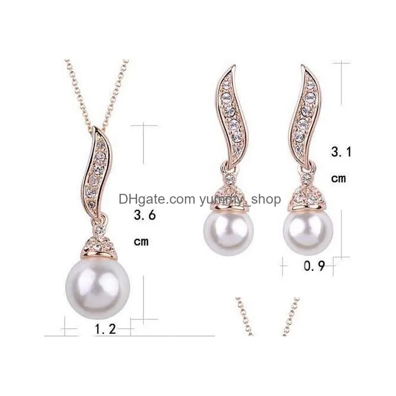 high quality romantic gold/silver plated freshwater pearl angel wings necklace/stud earrings bridesmaid jewelry sets for women