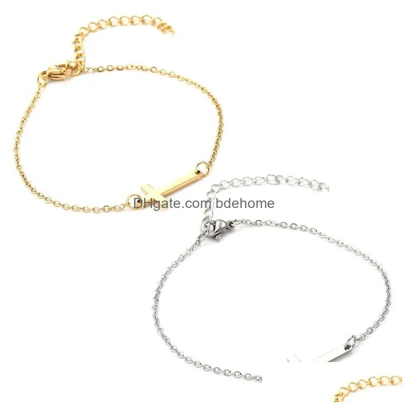 faith love stainless steel cross charm bracelet gold friendship bracelets for women religious fashion jewelry dropshipping