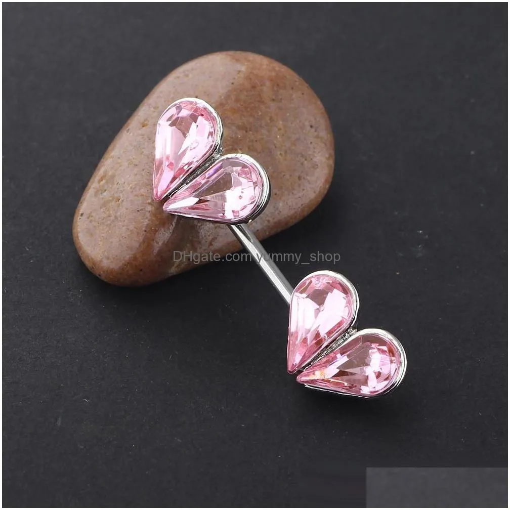 heart zircon nipple piercing earring surgical steel 14g ear barbell fashion body jewelry nipple rings 20pcs