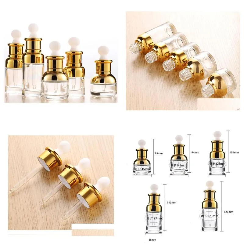 gold glass dropper bottle 20 30 50ml luxury serum bottles with shinny cap for essential oil