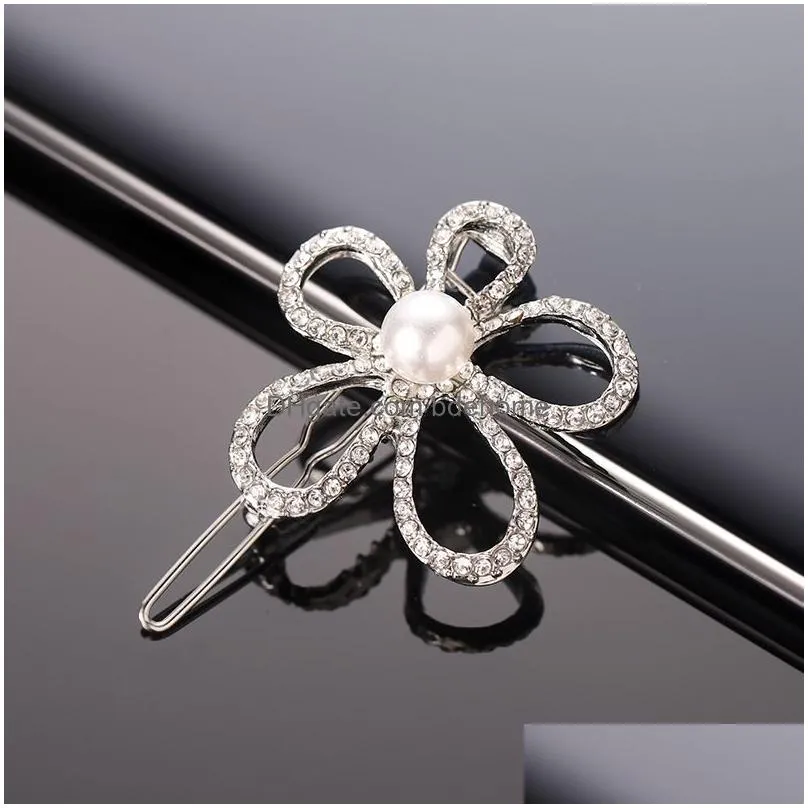 ins temperament side clip drill pearl hairpin crystal rhinestone hair clip for women hairpin hair styling accessories