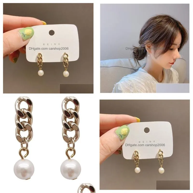 stud earrings for women simple dangle pearl earring gold chain high quality jewelry