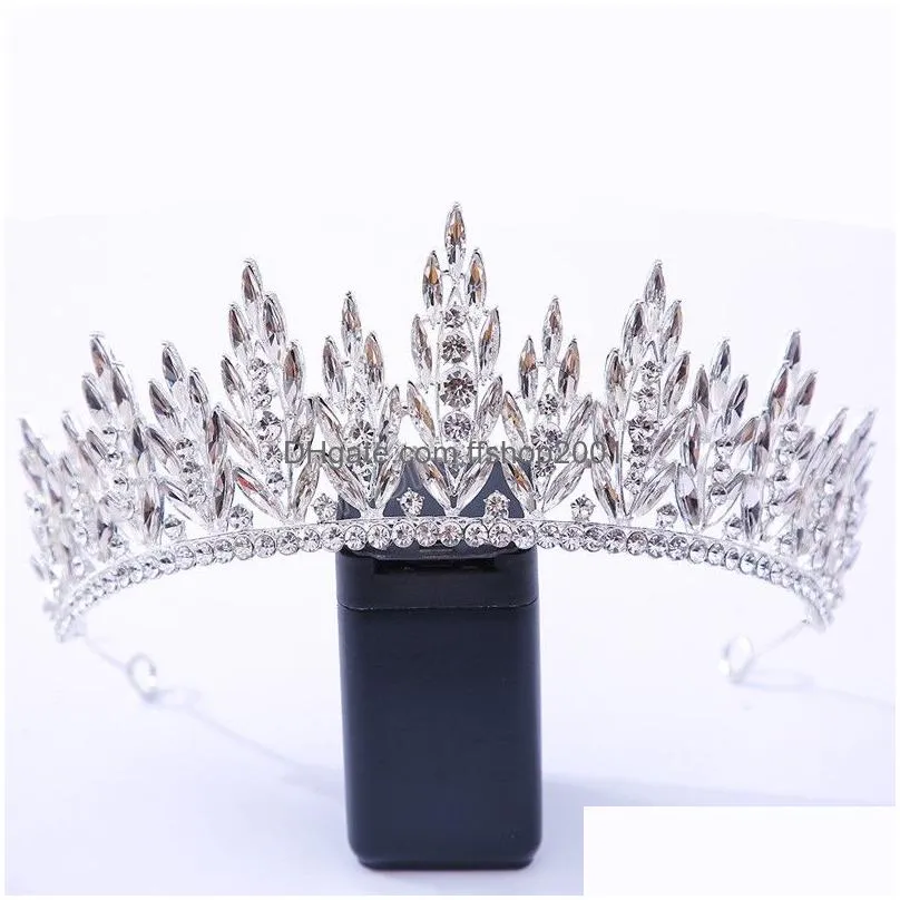 black crystal leaves party birthday tiaras crown headdress rhinestone pageant diadem bride headband wedding hair jewelry