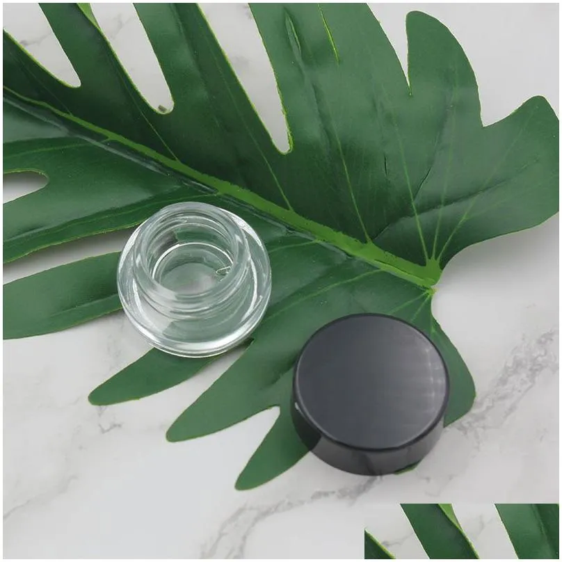 clear eye cream jar bottle 3g 5g empty glass lip balm container wide mouth cosmetic sample jars with black cap