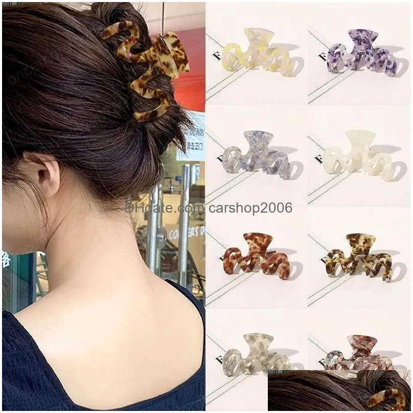 korean acetate hair claws clamps women vintage acrylic w style barrette geometric hair clip big hairpin fashion hair accessories