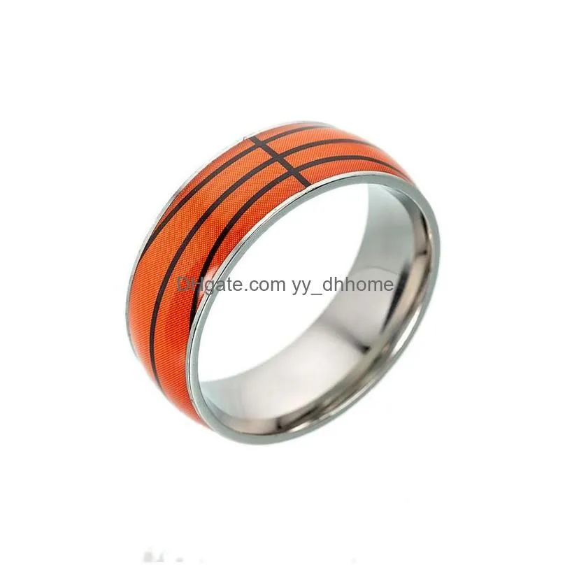 stainless steel sport ring football basketball baseball rugby ring band rings fashion jewelry drop ship