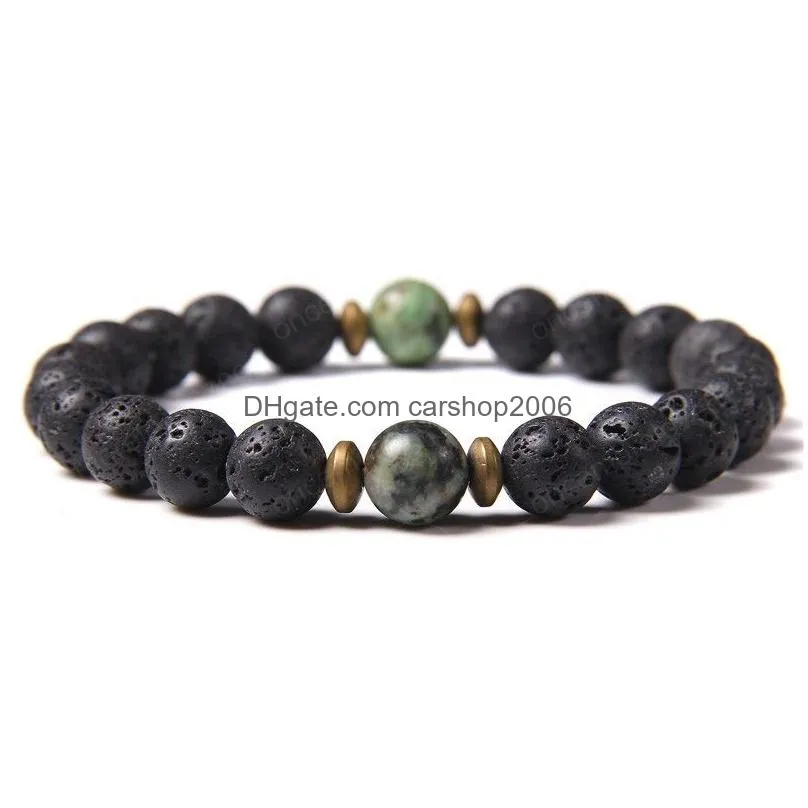 lava stone bracelet natural stones african turquoises charm volcanic rock bracelets for women men jewelry gift