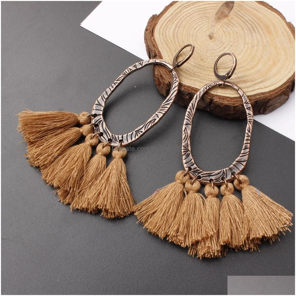  design bohemia style tassel earrings long tassel fringe dangle ear stud vintage earring eardrop for women lady