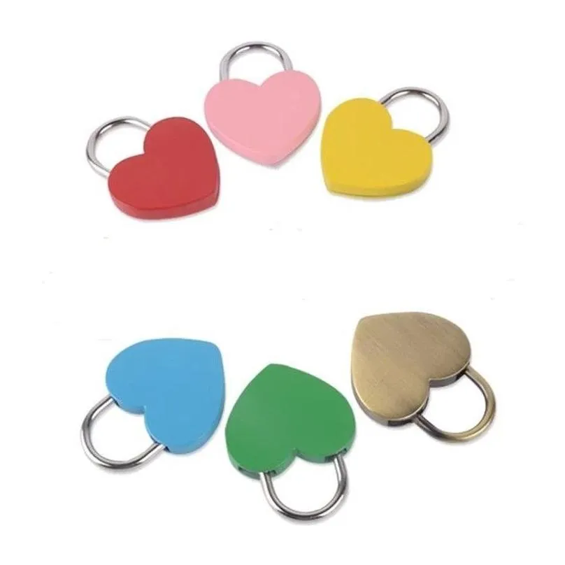 7 colors heart shaped concentric lock metal mulitcolor key padlock gym toolkit package door lock building supplies