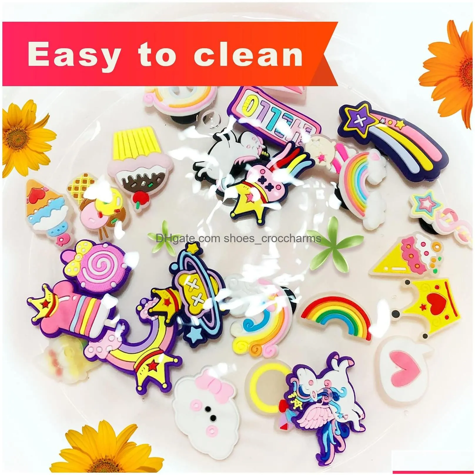 charms rainbow fits for shoes bracelets wristbands pvc decoration party favor gifts drop delivery ot26z