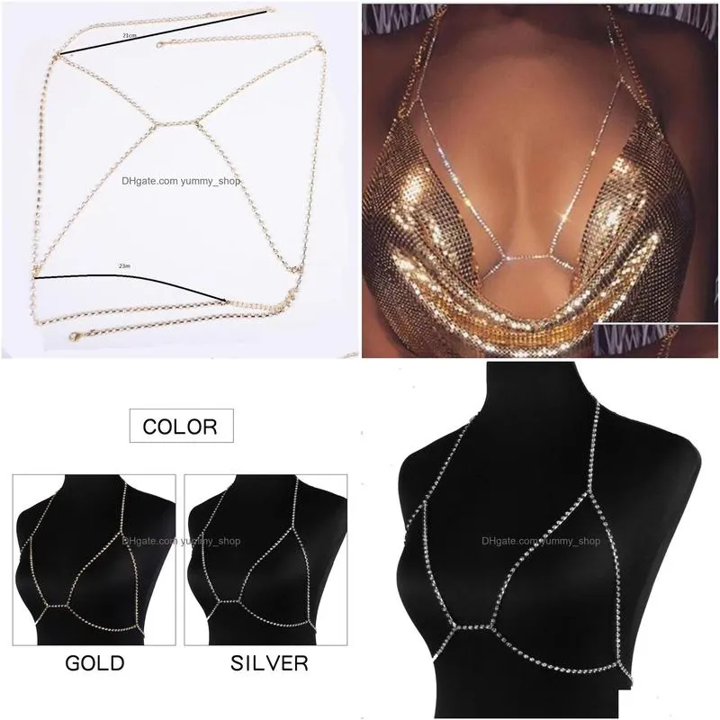  sexy crystal body chain women rhinestone body bra harness sparkle summer beach bralette bikini chain body jewelry