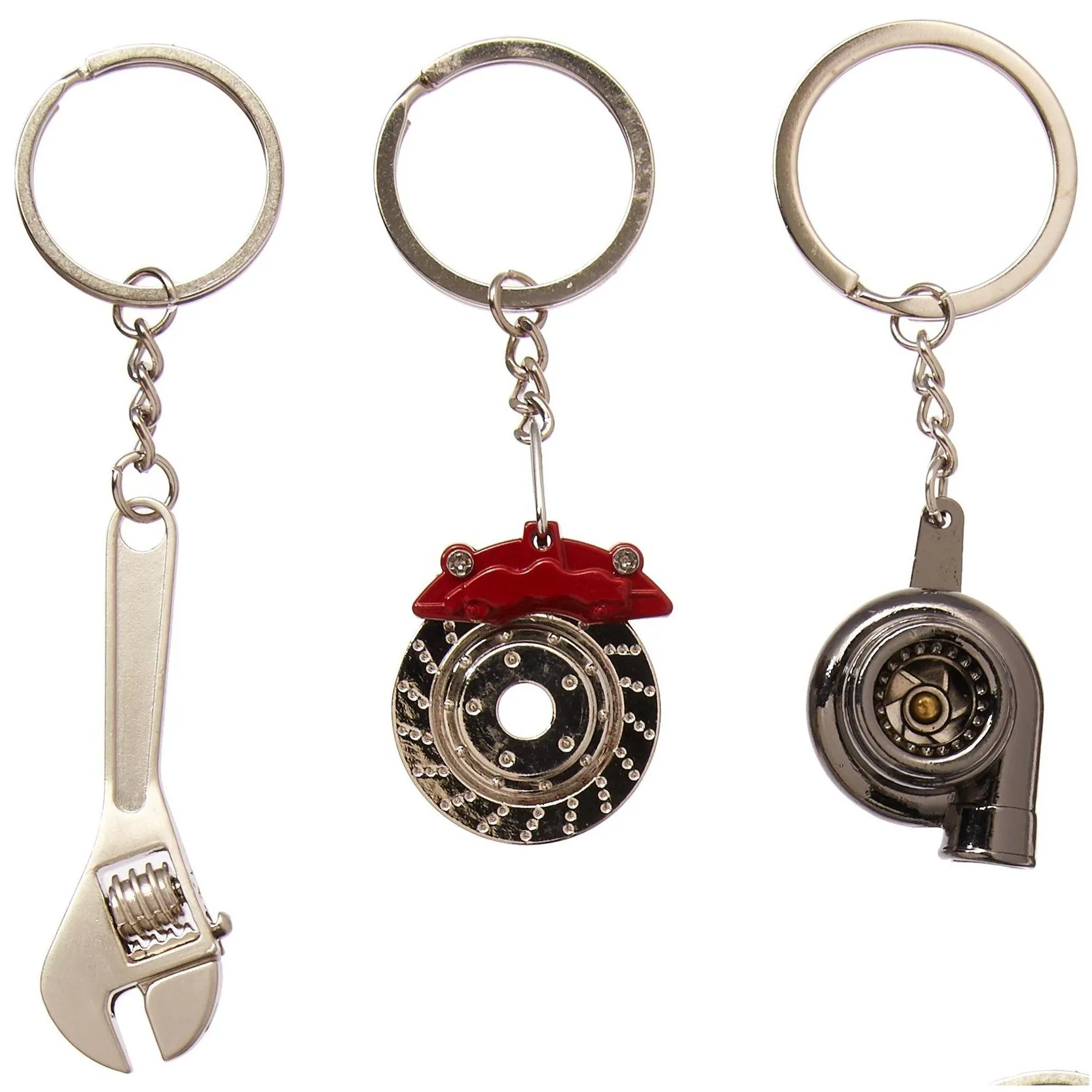 keychains l car parts model key chains set piston red brake rotor keychain six speed manual transmission shift keyring rim hel sport1