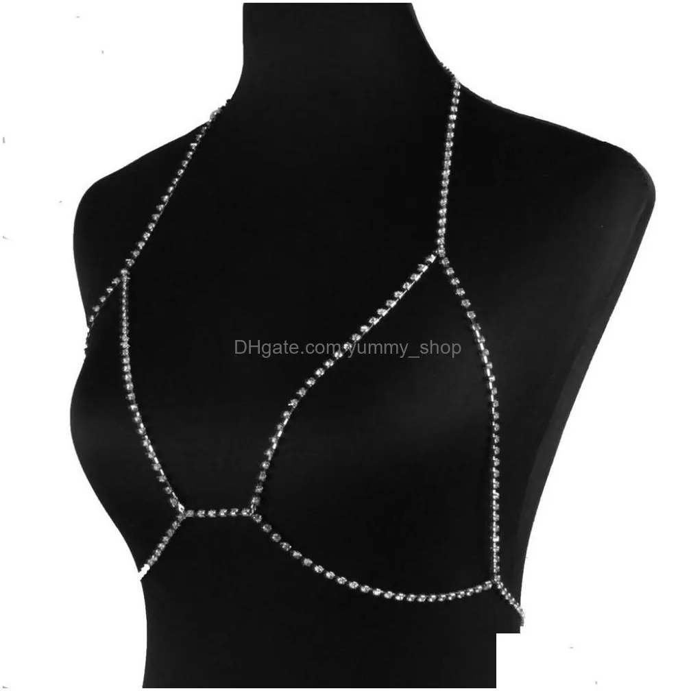  sexy crystal body chain women rhinestone body bra harness sparkle summer beach bralette bikini chain body jewelry