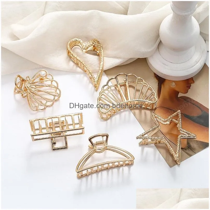 new geometric hair claw for women girls clamps hair crab metal gold claw hairpins ornament hair accessories