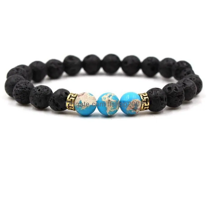 8mm natural lava rock stone beads chakra bracelet volcanic stone essential oil diffuser bracelet for women