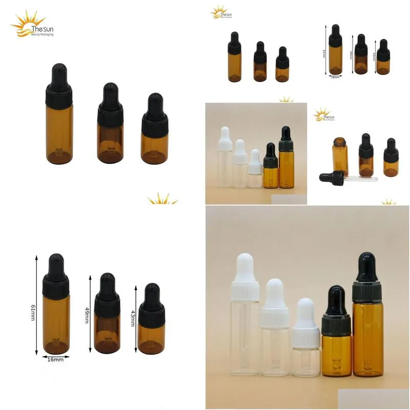 2ml 3ml 5ml mini amber glass dropper bottle sample container essential oil perfume tiny portable bottles vial