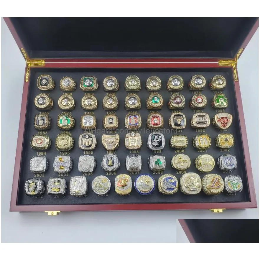 55pcs 1967 to 2023 basketball team champions championship ring set wooden box sport souvenir men women boy fan christmas gift 2022 hip hop punk