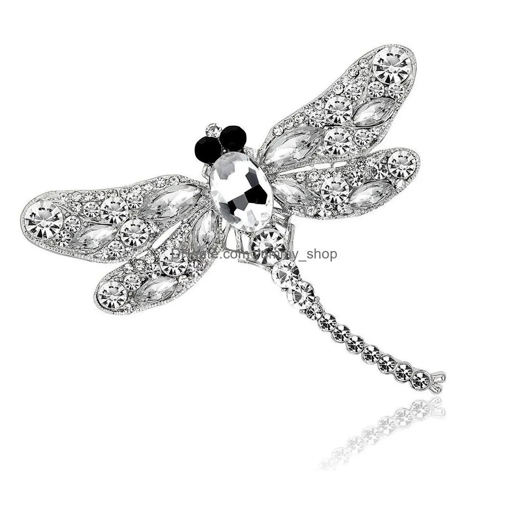 2019 fashion vintage crystal enamel dragonfly brooches jewelry for women gifts female jewelry
