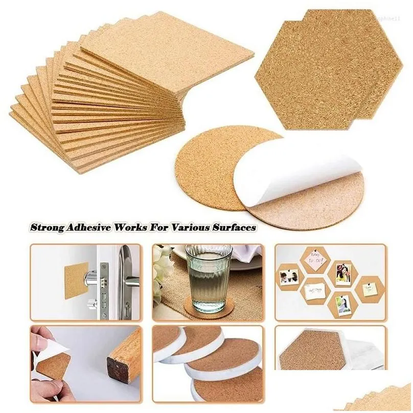 table mats 120pcs round hexagon selfadhesive cork square plywood reusable board mat used for coasters and diy