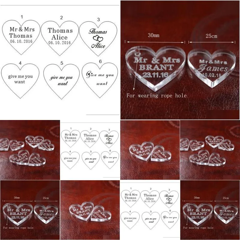 favor 50 pcs customized crystal heart personalized mr mrs love heart wedding souvenirs table decoration centerpieces favors and gifts