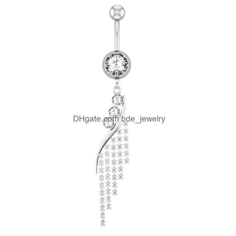 crystal long dangle tassel belly button ring shinying navel piercing jewelry accessories belly piercing body jewelry