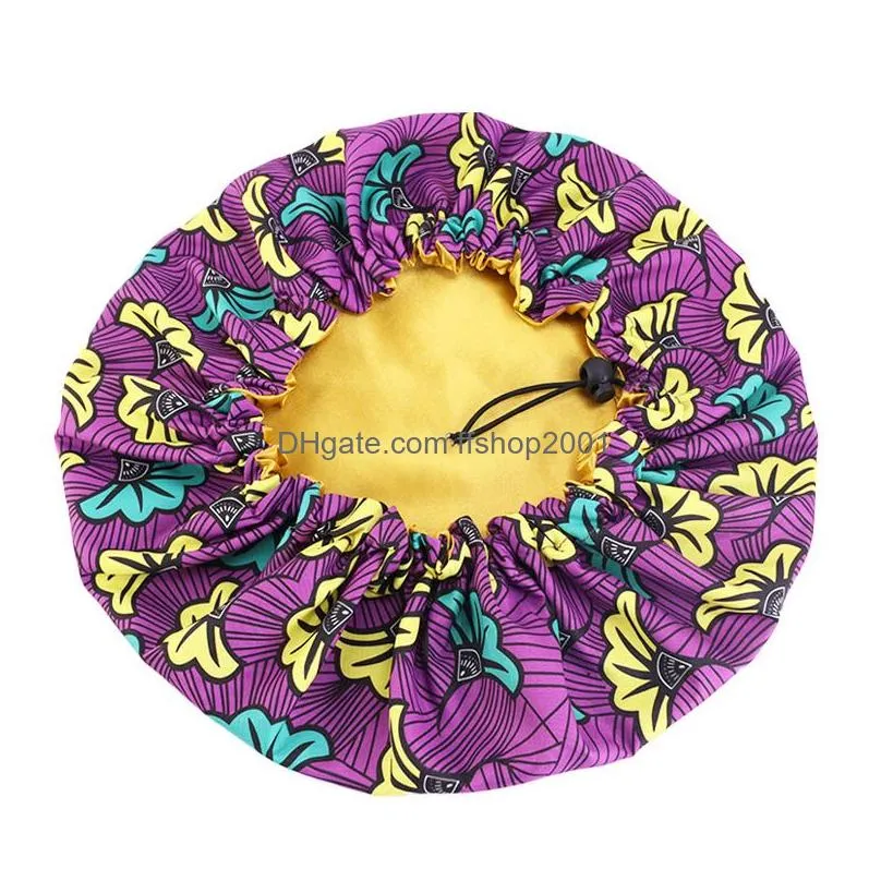 baby bonnet african pattern print satin bonnet night sleepping cap kids double layer hair cover headwear boy girl hat adjustable