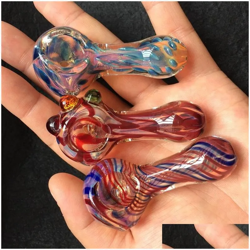 usa glass hand pipes tobacco unique pot pipe mini small bowl 2.95 inches fumed pyrex colorful spoon smoking accessories