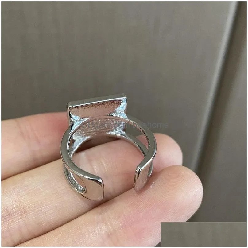 fashion design metal square open ring for women girls trendy zircon finger knuckle adjustabel rings gifts