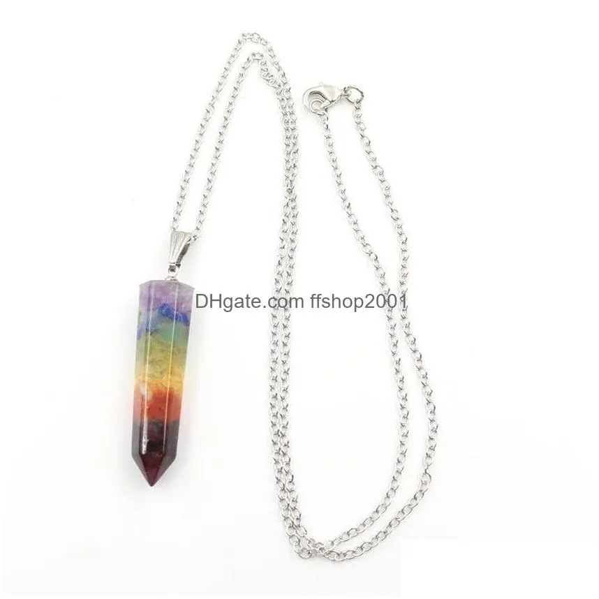 wholesale silver plated many style crystal and resin pendant link chain necklace healing chakra jewelry