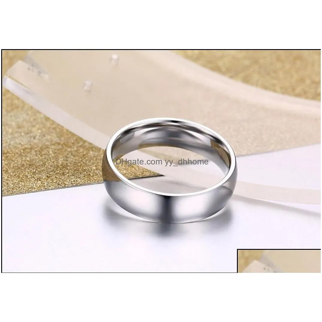 2020 silver color and gold color vintage wedding ring for lover 6mm stainless steel smooth promise jewelry