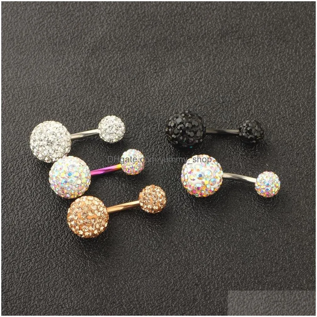 14g women navel button rings stainless steel cz sexy belly navel bar barbell piercing ring tragus body jewelry 50pcs