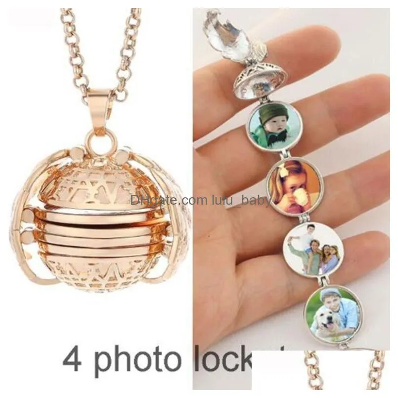  personalized magic p o expanding necklace for women men boy girl family memory floating locket pendant angel wings flash box jewelry