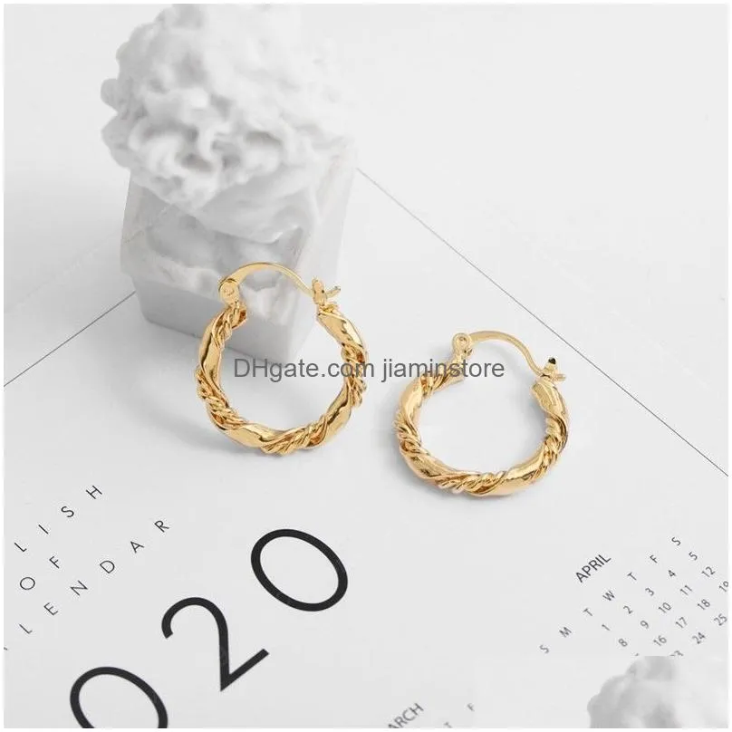 classic copper ear buckle for women fashion gold color small circle hoop earrings punk hip hop jewelry accessories
