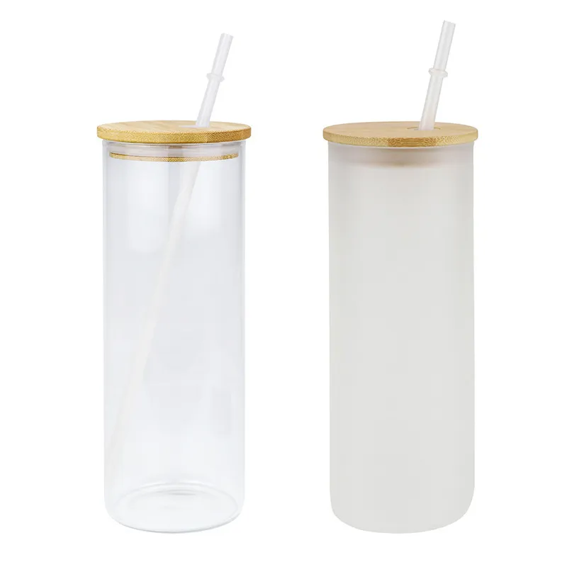 25oz Sublimation Tumblers Creative Glass Cups Ice Drink Coke Cups Can Milk Juice Blanks Drinking Minimalist Coffee Mugs With Straw and Bamboo Lids Ocean Ship 0510