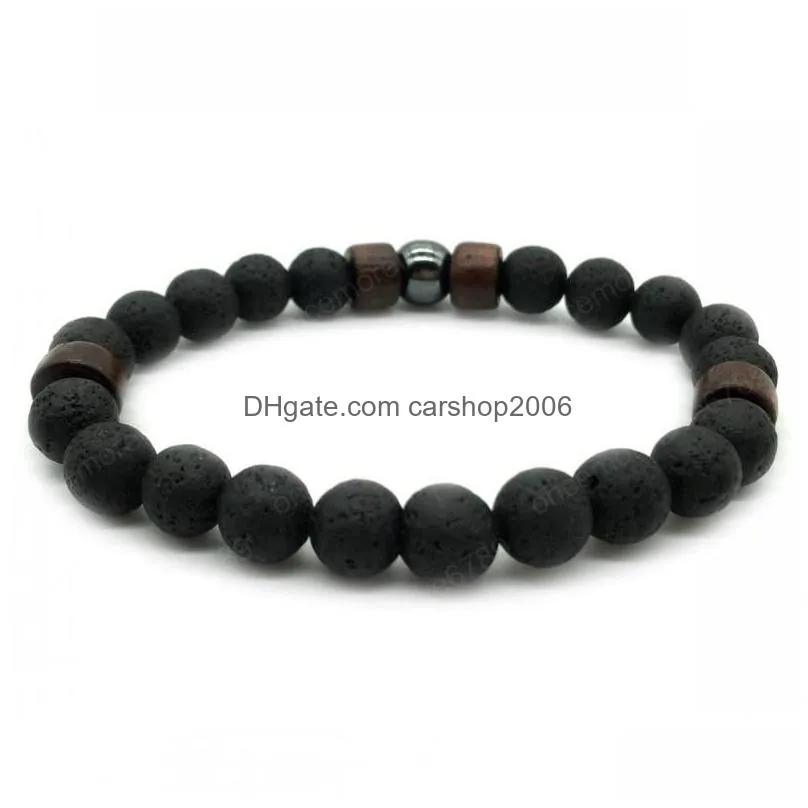 natural stone essential oil diffuser bracelets bangle volcanic lava rock wood beads bracelet for women men fashion jewelry