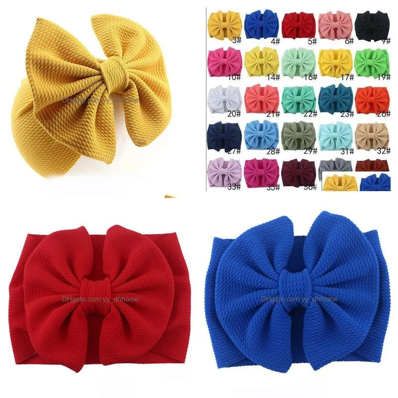 baby girls wide side bow headbands kids elastic solid color hairbands kids hair accessories turbon children headdress 25 colors