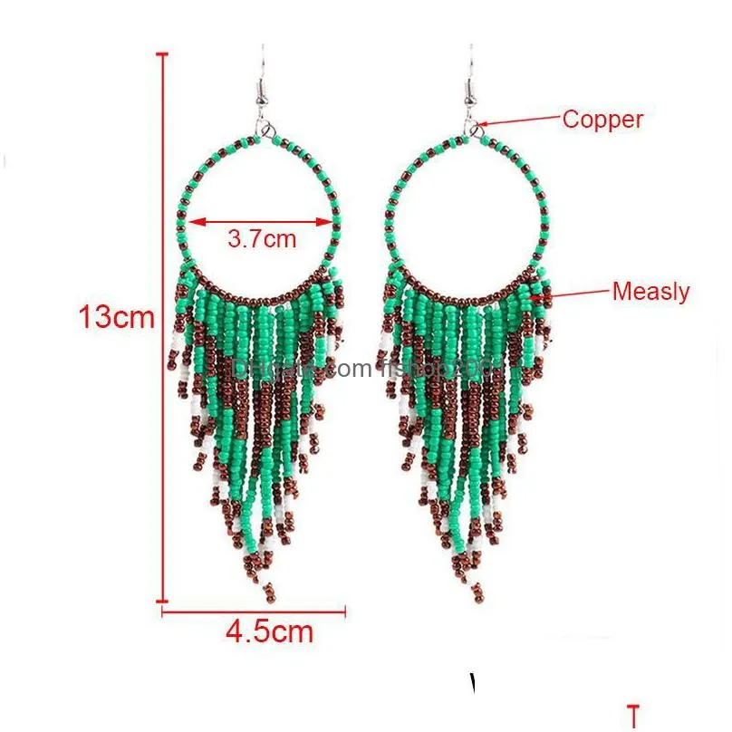 european and american fashion jewelry retro bohemian national style earrings long beads tassel pendant earrings female