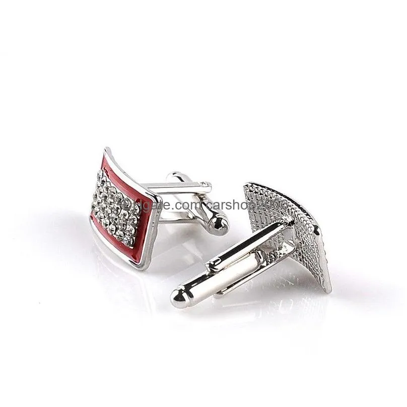 black red business suit shirt cuff link buttons diamond cufflinks for women men dress fashion jewelry