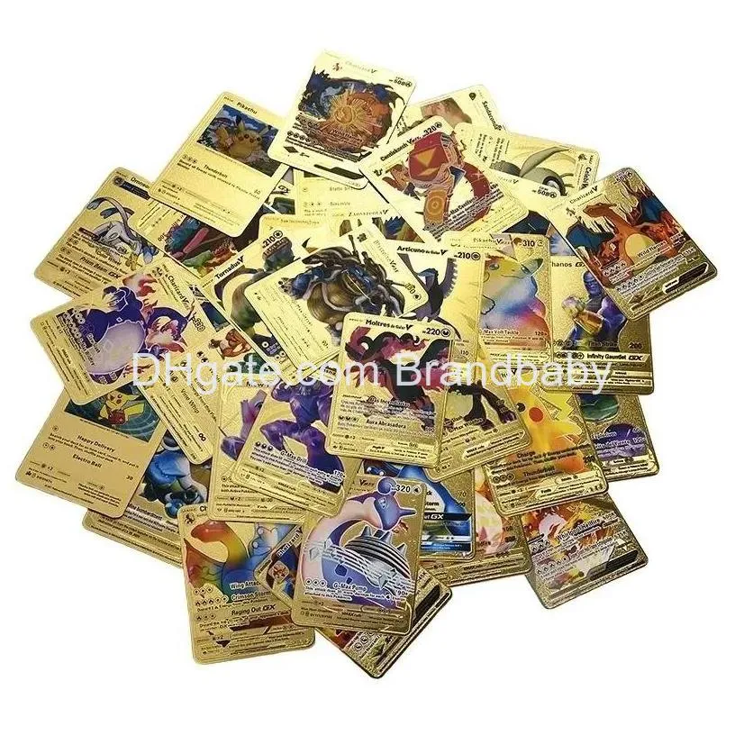 55pcs gold foil cards card game entertainment collection board game battle elf english manufacturer wholesale