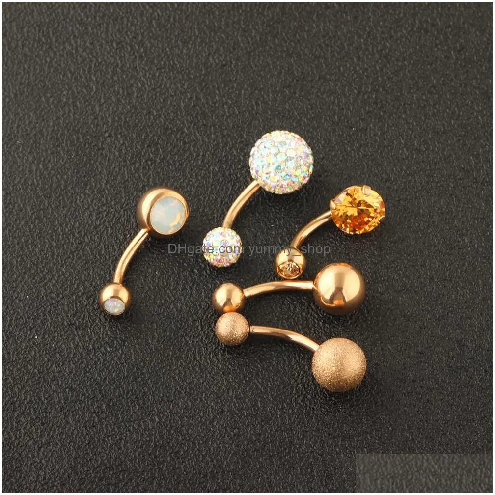 stainless belly button rings ombligo piercings 14g rose gold screw navel bar piercing nombril sexy women body jewelry