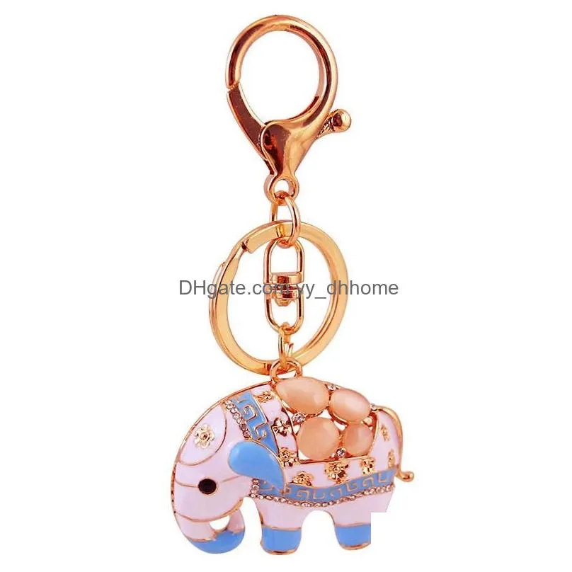 drip oil alloy car keychain keyring car accessories cute animal elephant key chain ring holder for women bag accessories