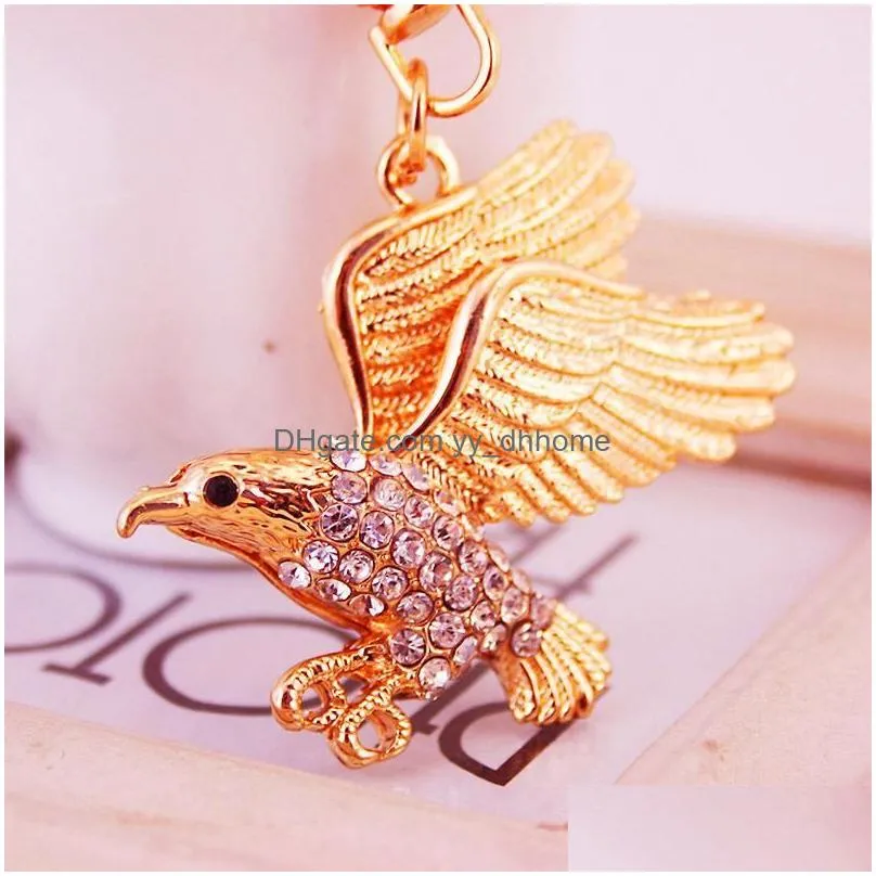 crystal keyring rhinestone animal  metal pendant keychain fashoin gold tone alloy car key chain key rings holder